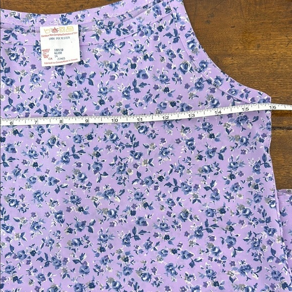 Vintage Lilac Floral Slip Dress Purple Flower Feminine Strap Petite Vacation - Picture 8 of 11